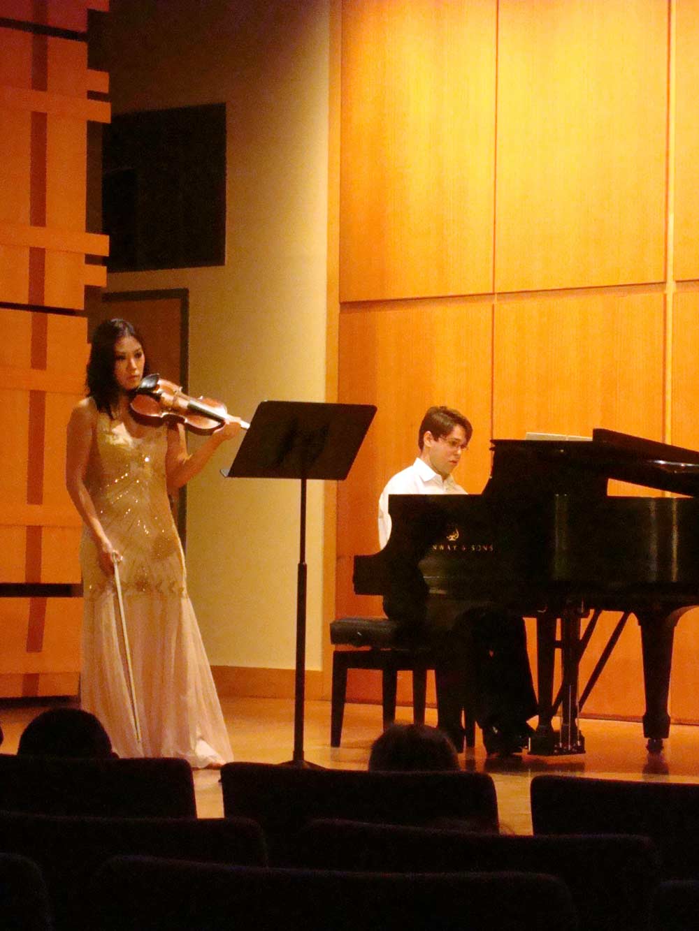Yeolim and Victor performing music for violin and piano composed by Ernst Mahle in Rock Hall, Philadelphia